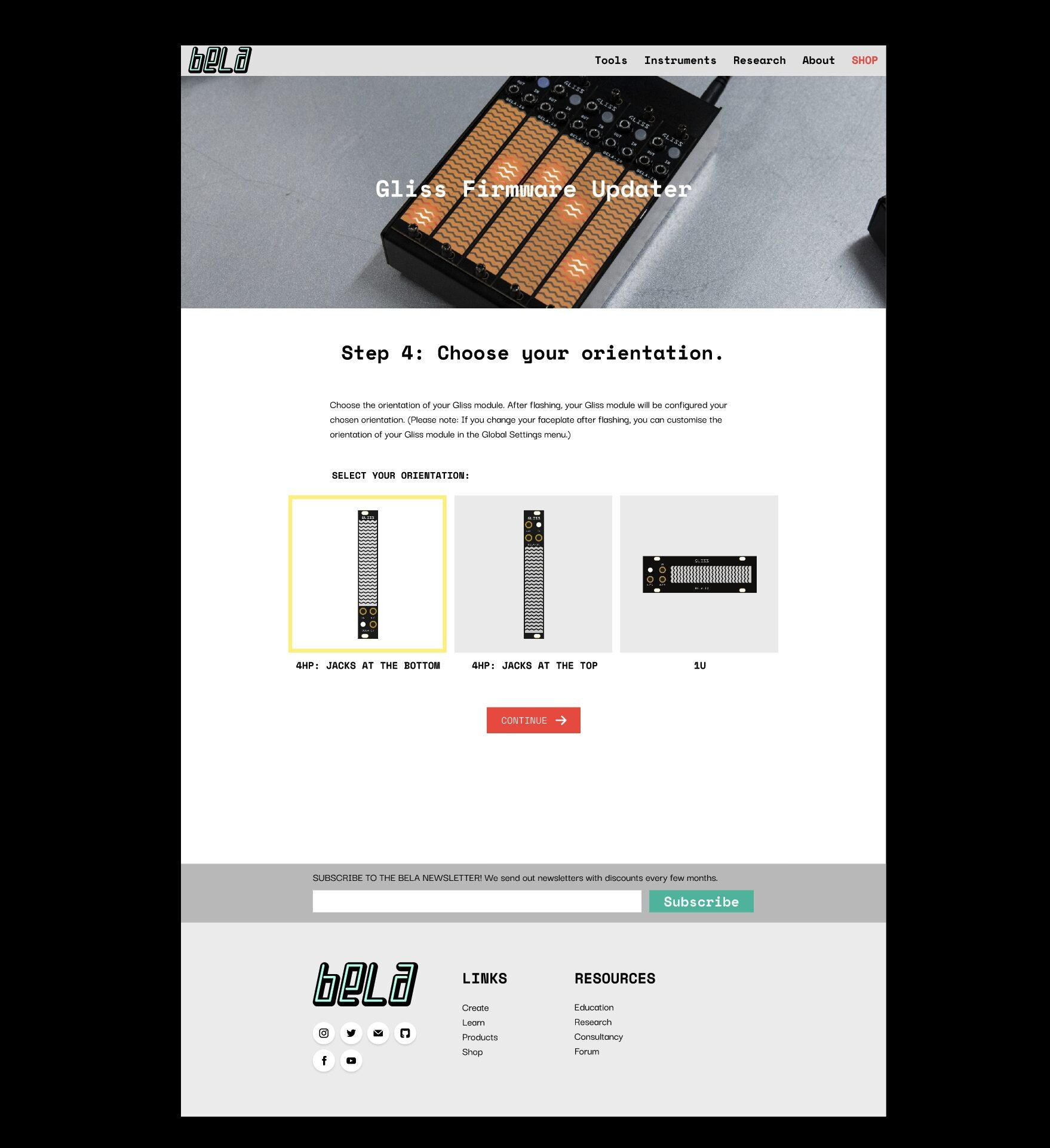 Screenshot of the Gliss Upgrade Tool Screenshot of a website