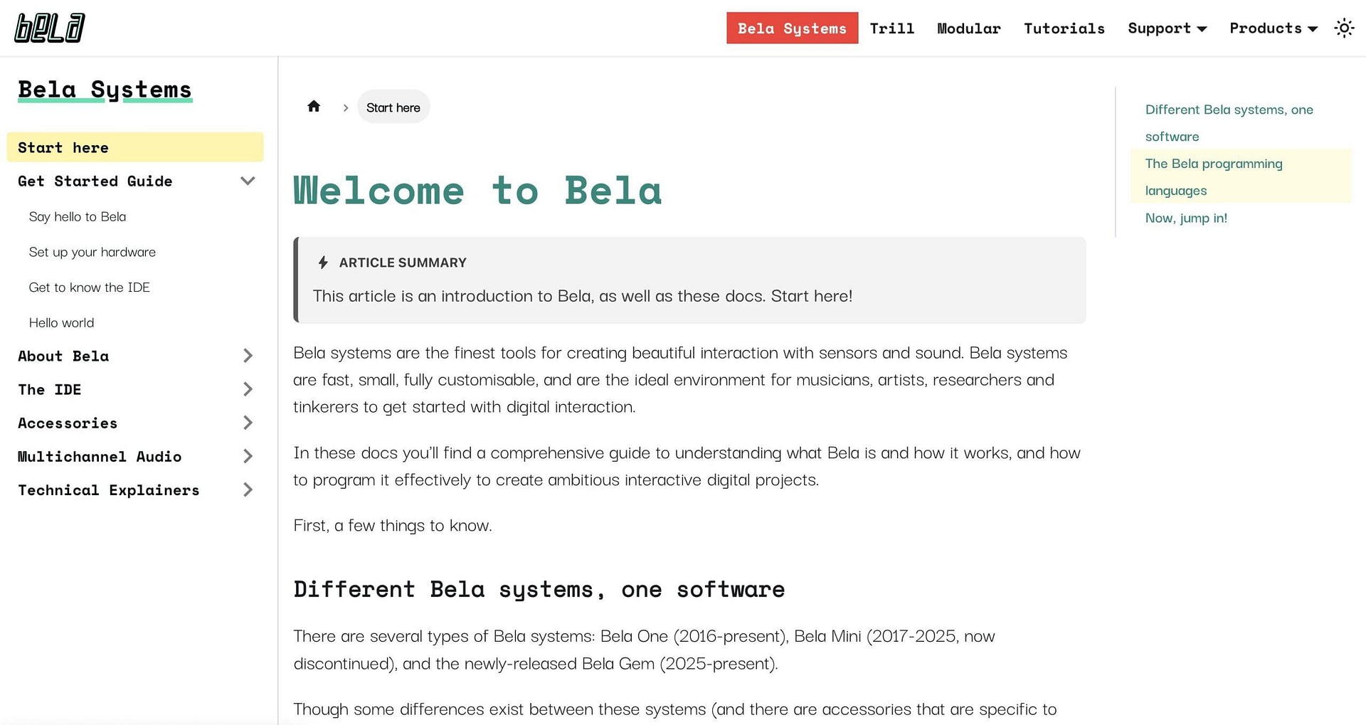 The Bela Knowledge Base A screenshot of a knowledge base