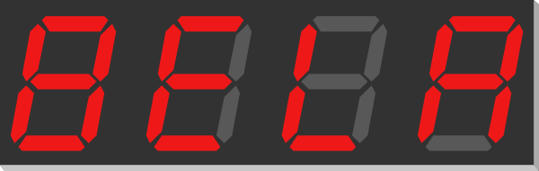 Bela 7-segment, part 1 BELA spelled out in all caps on a seven segment display