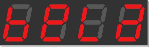 7-segment-2 BELA spelled out on a seven-segment display, with the B and A in lower case